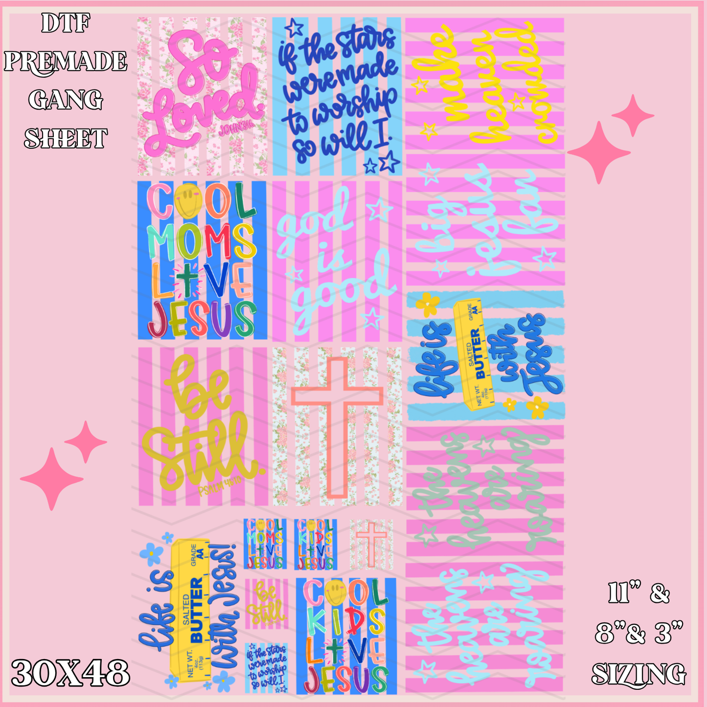 Striped Faith - 30x48 - PREMADE GANG SHEET