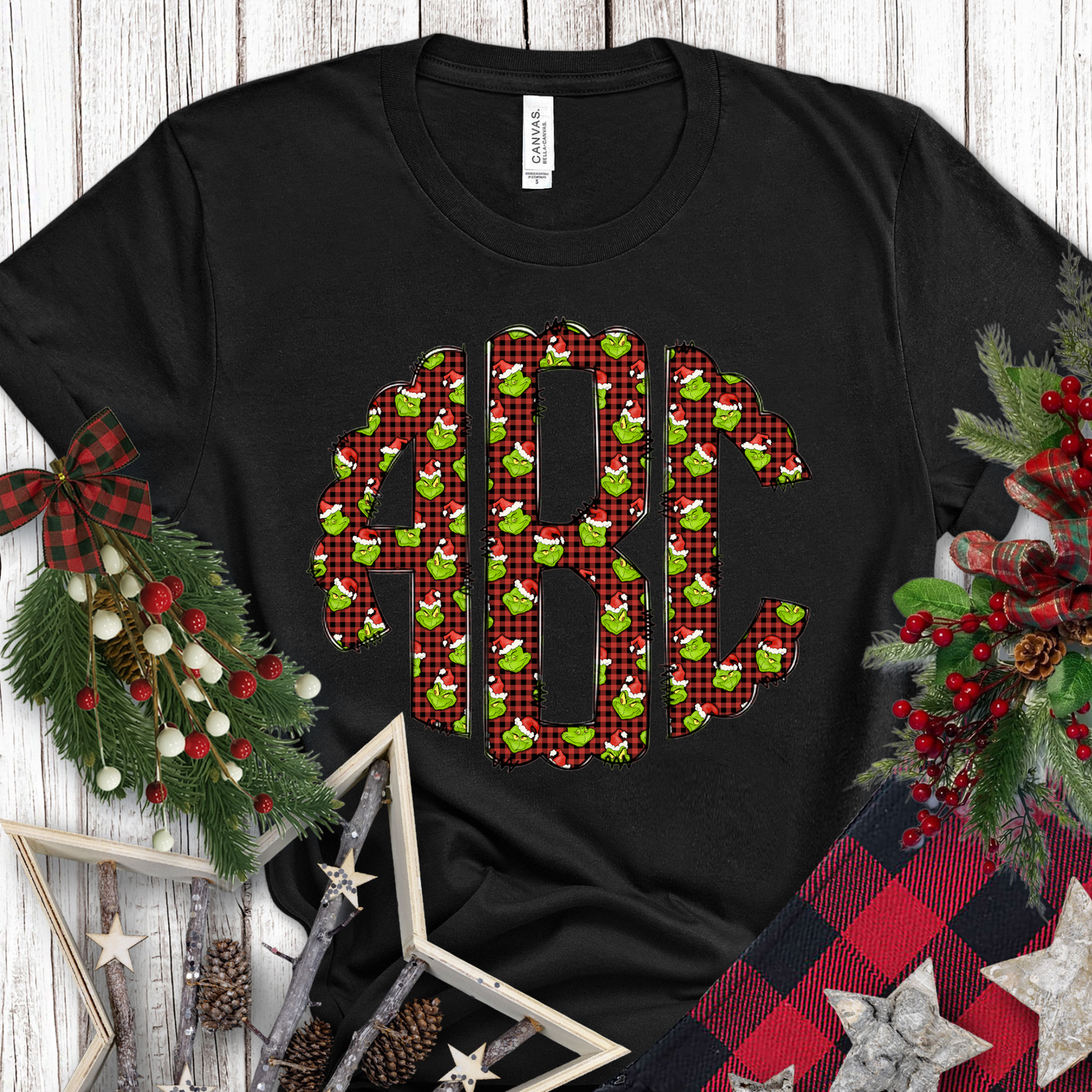 Red Plaid Gman - Custom Monogram Transfer
