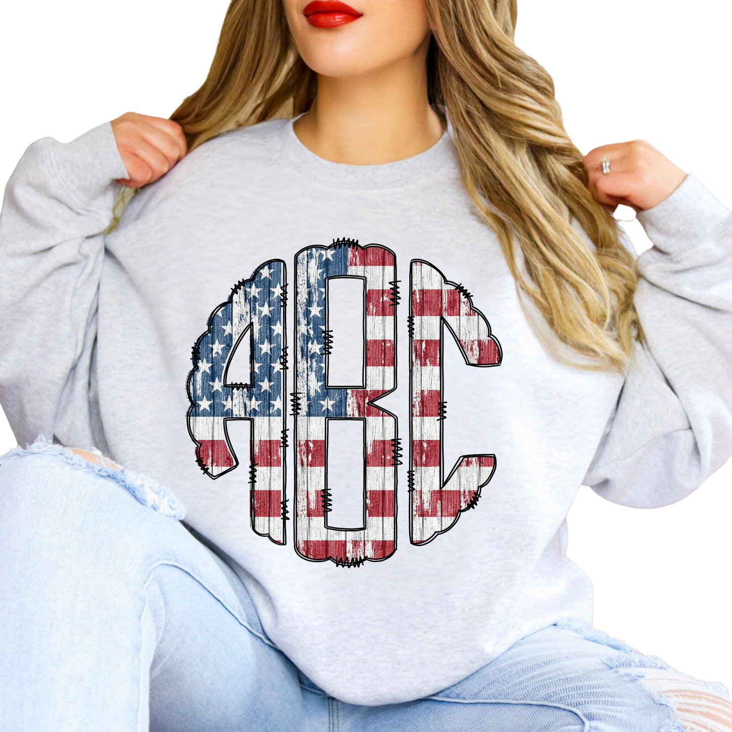 USA Flag Wood - Custom Monogram Transfer
