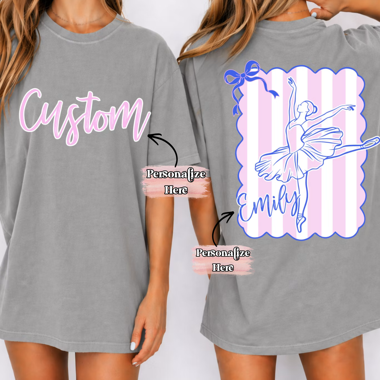 Preppy Ballet Stripes - ‼️Fully Customizable Transfer‼️