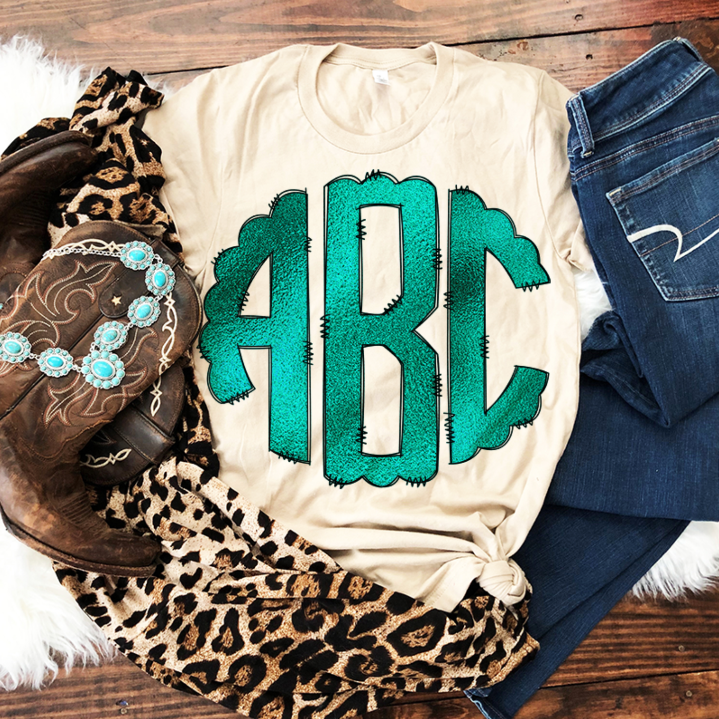 Turquoise Foil - Custom Monogram Transfer