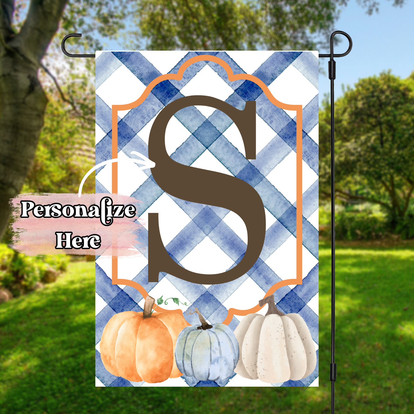 Fall Blue Pumpkin - 12x18 Inches - ‼️Fully Customizable Transfer‼️