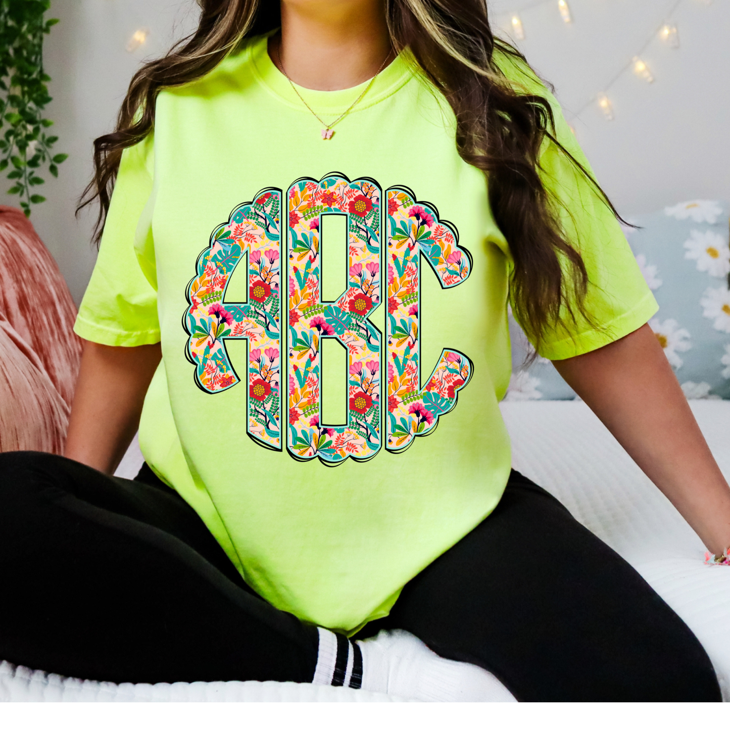 Tropical Floral Summer - Custom Monogram Transfer