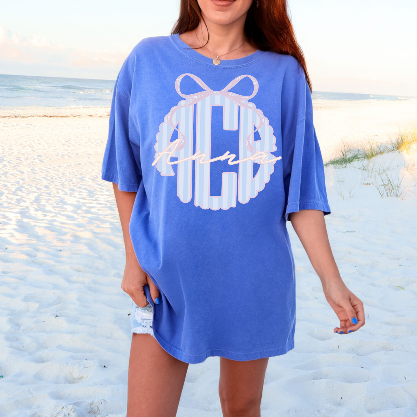 Preppy Summer Stripe - Custom Monogram Transfer