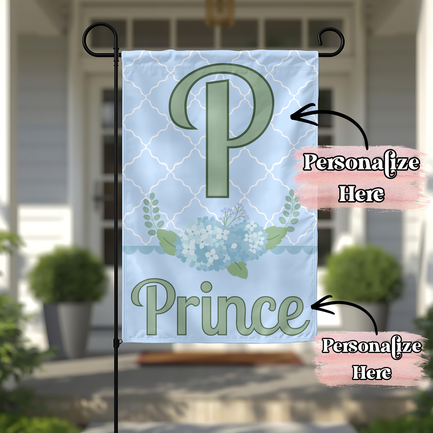 Green & Blue Floral - 12x18 Inches - ‼️Fully Customizable Transfer‼️