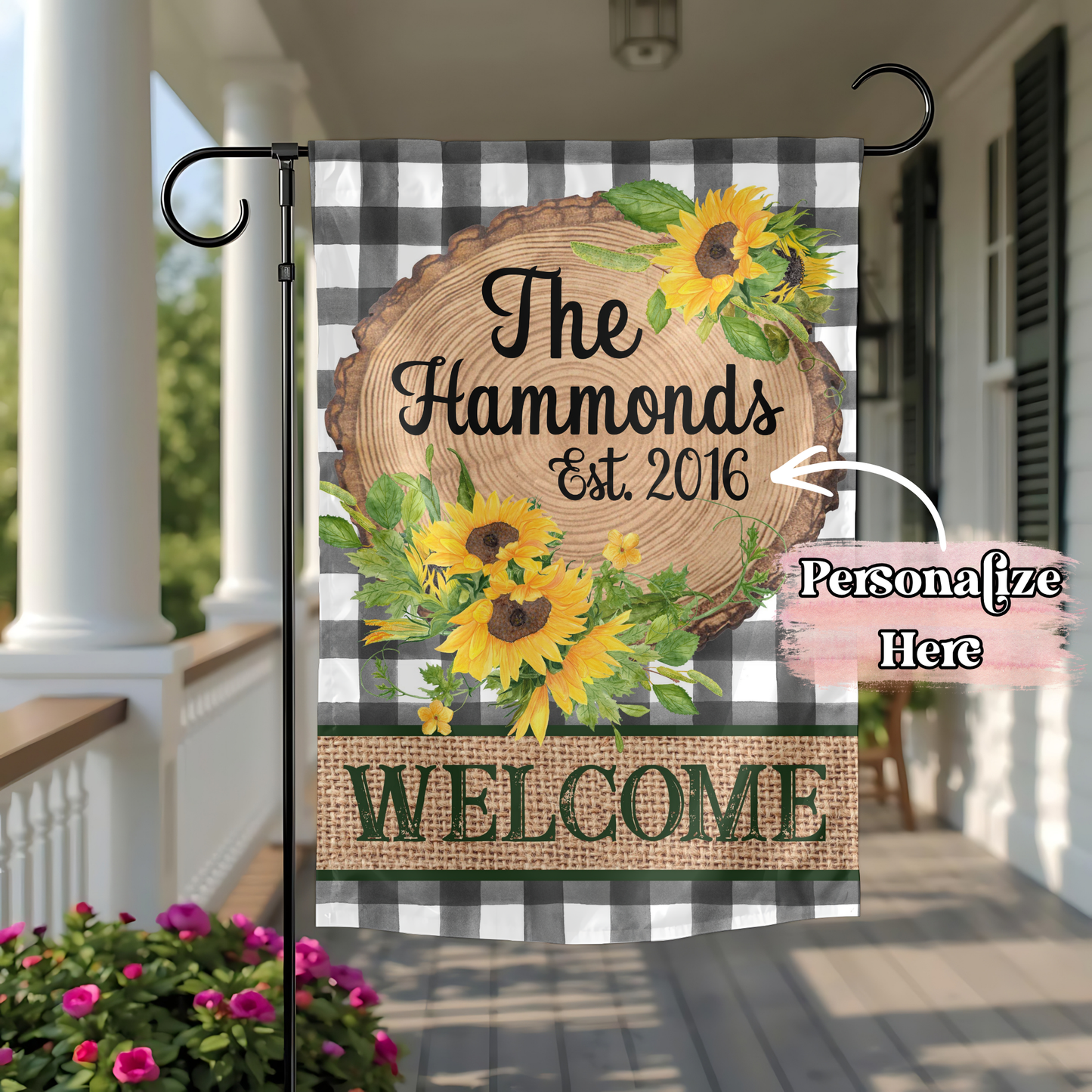 Sunflower Plaid Flag - 12x18 Inches - ‼️Fully Customizable Transfer‼️