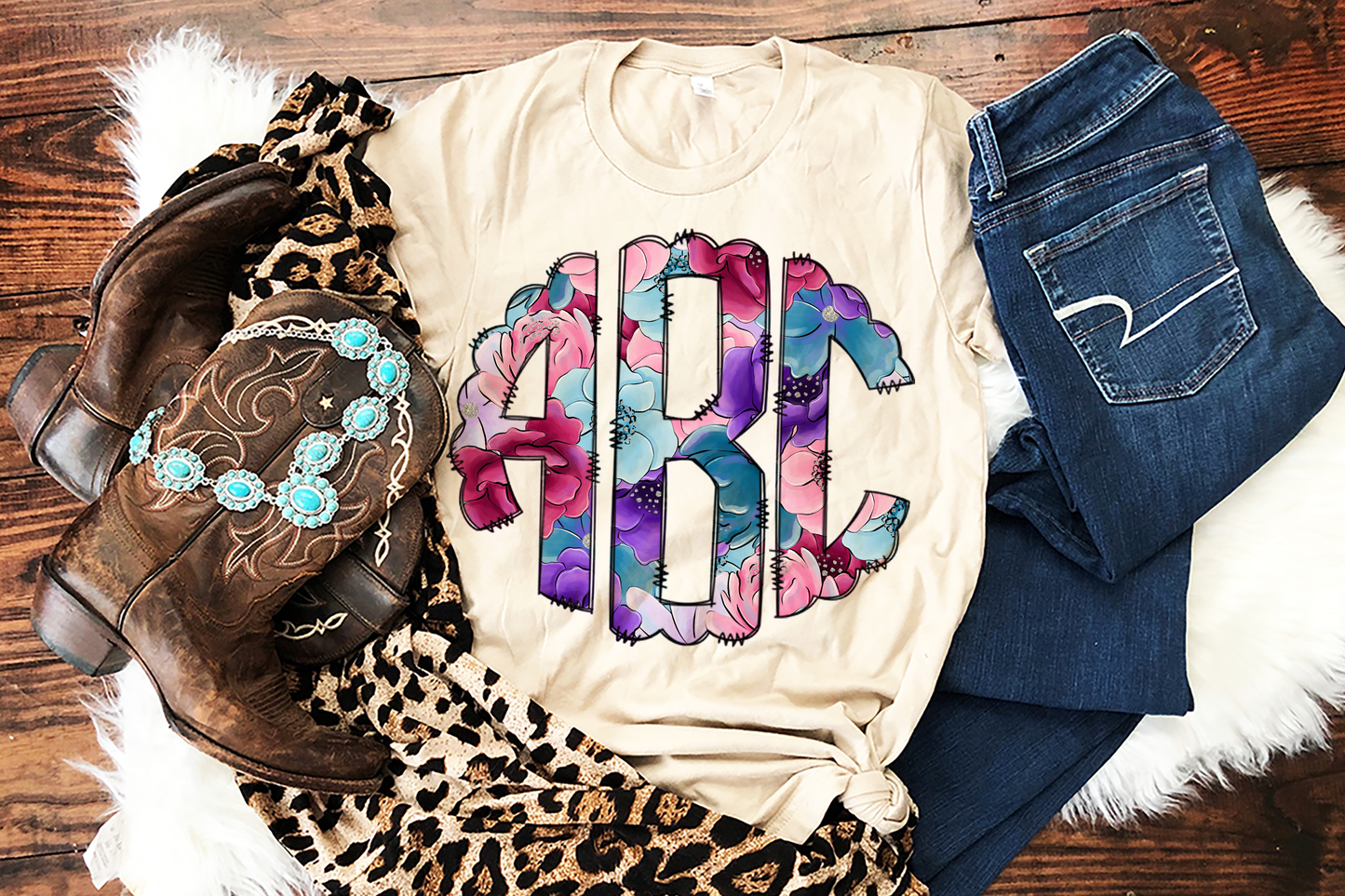 Watercolor Floral - Custom Monogram Transfer