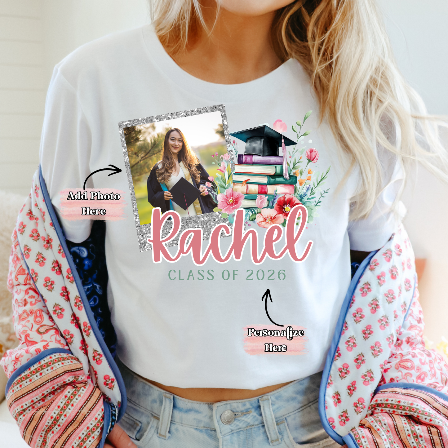 Floral Graduation Photo - ‼️Fully Customizable Transfer‼️