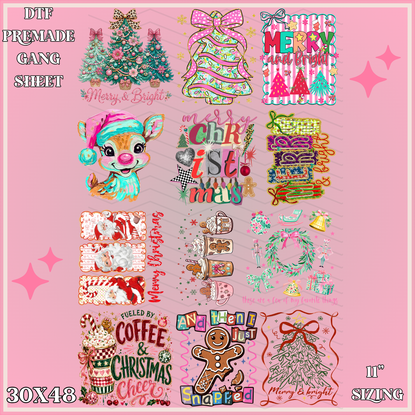 Fueled By Christmas Cheer 30x48 - PREMADE GANG SHEET