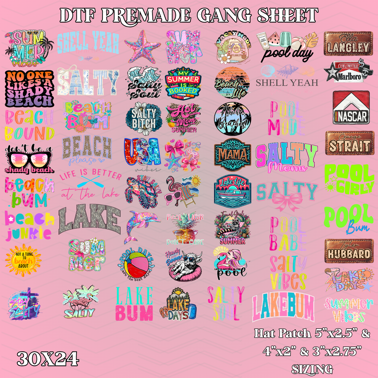 Summer Misc. Hat Patch - 30x24 - PREMADE GANG SHEET