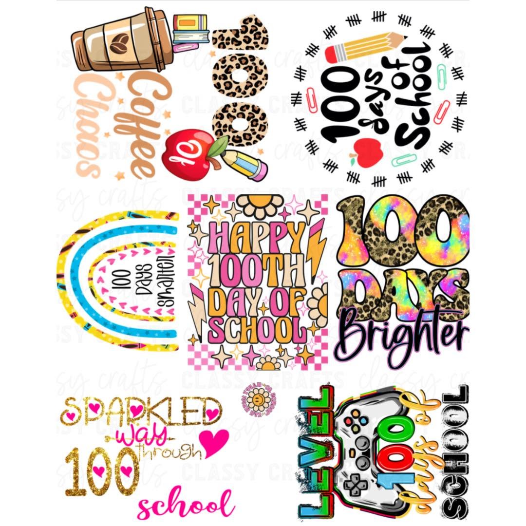 100 Days Of School - 30x24 - MINI PREMADE GANG SHEET