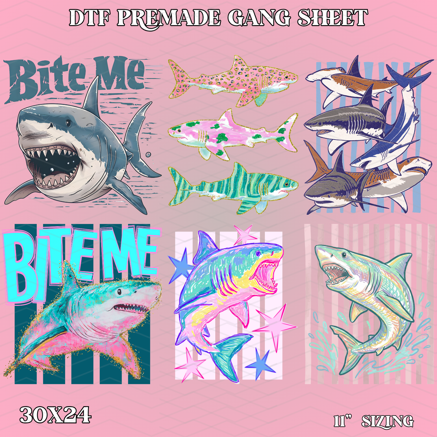 Shark Week - 30x24 - PREMADE GANG SHEET