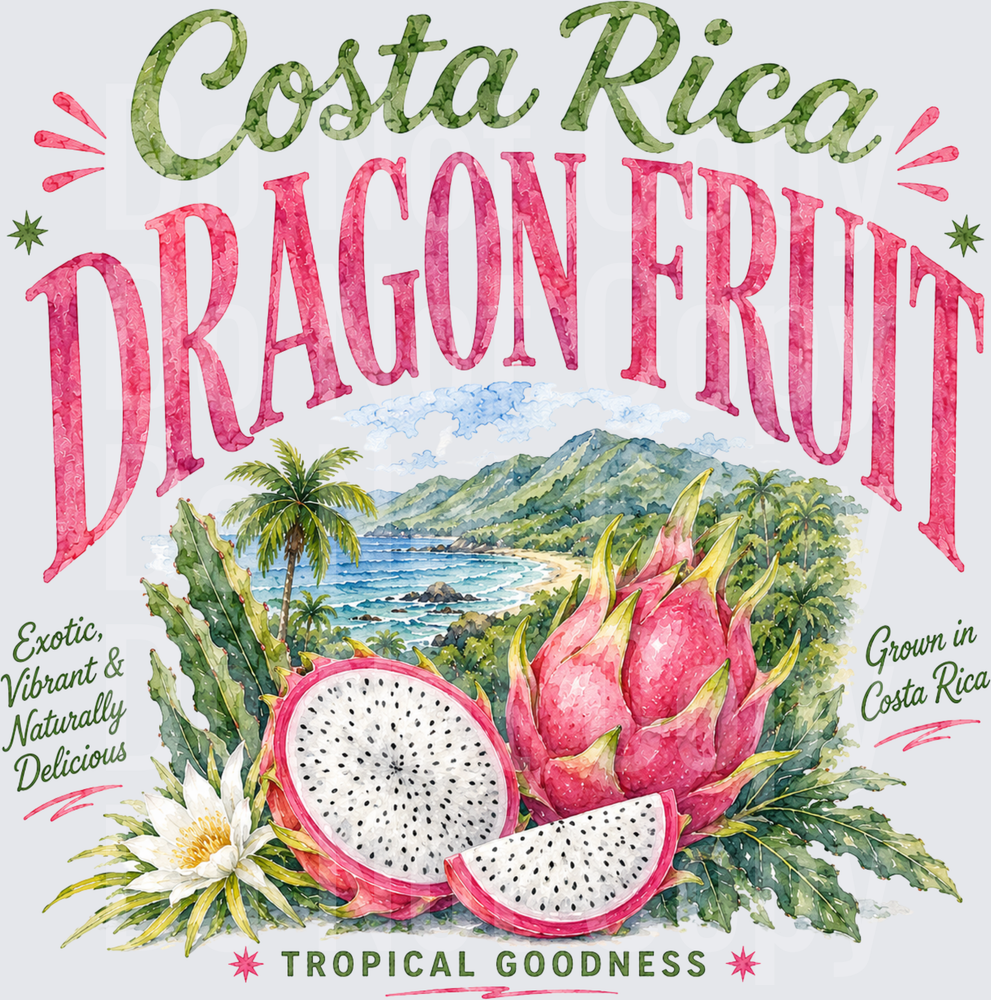 costa rica dragon fruit watercolor (DTF)