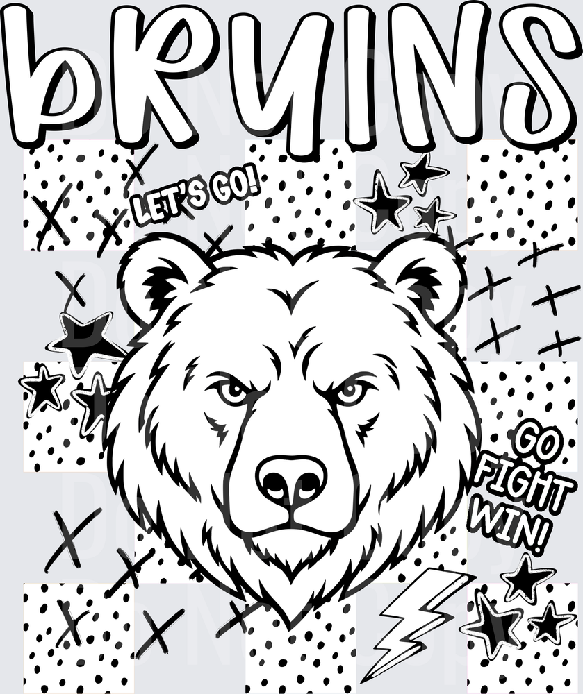 Bruins Dotties And Doodles (DTF)