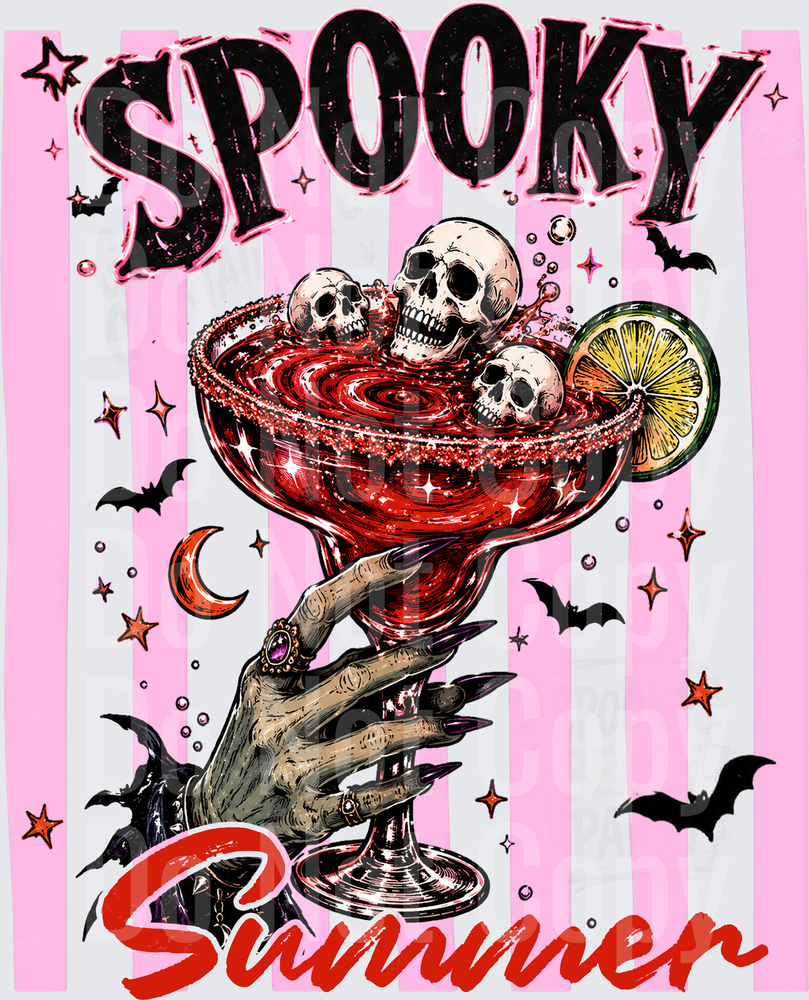 Spooky Summer Skeleton Hand Skull Margarita Cocktail (DTF)
