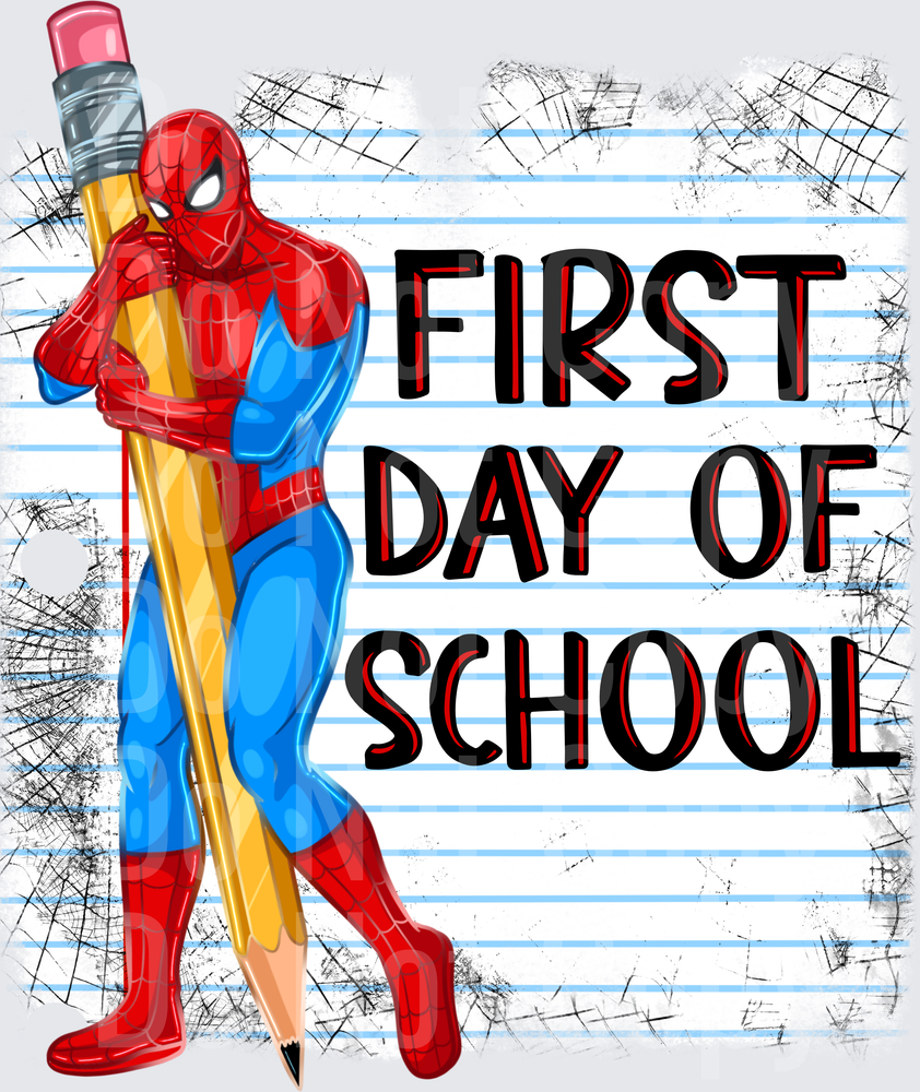 Red Blue Web Superhero First Day of School Pencil (DTF)