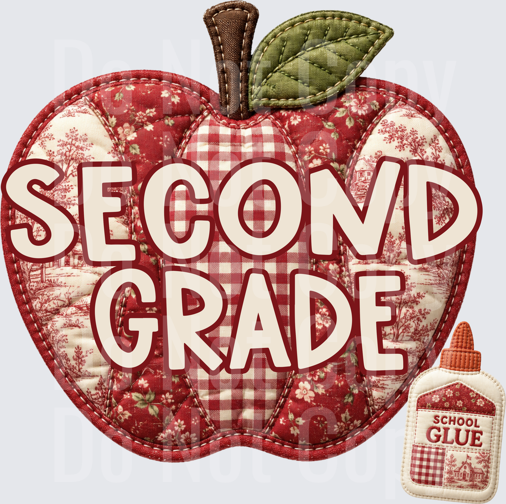 second grade apple (DTF)