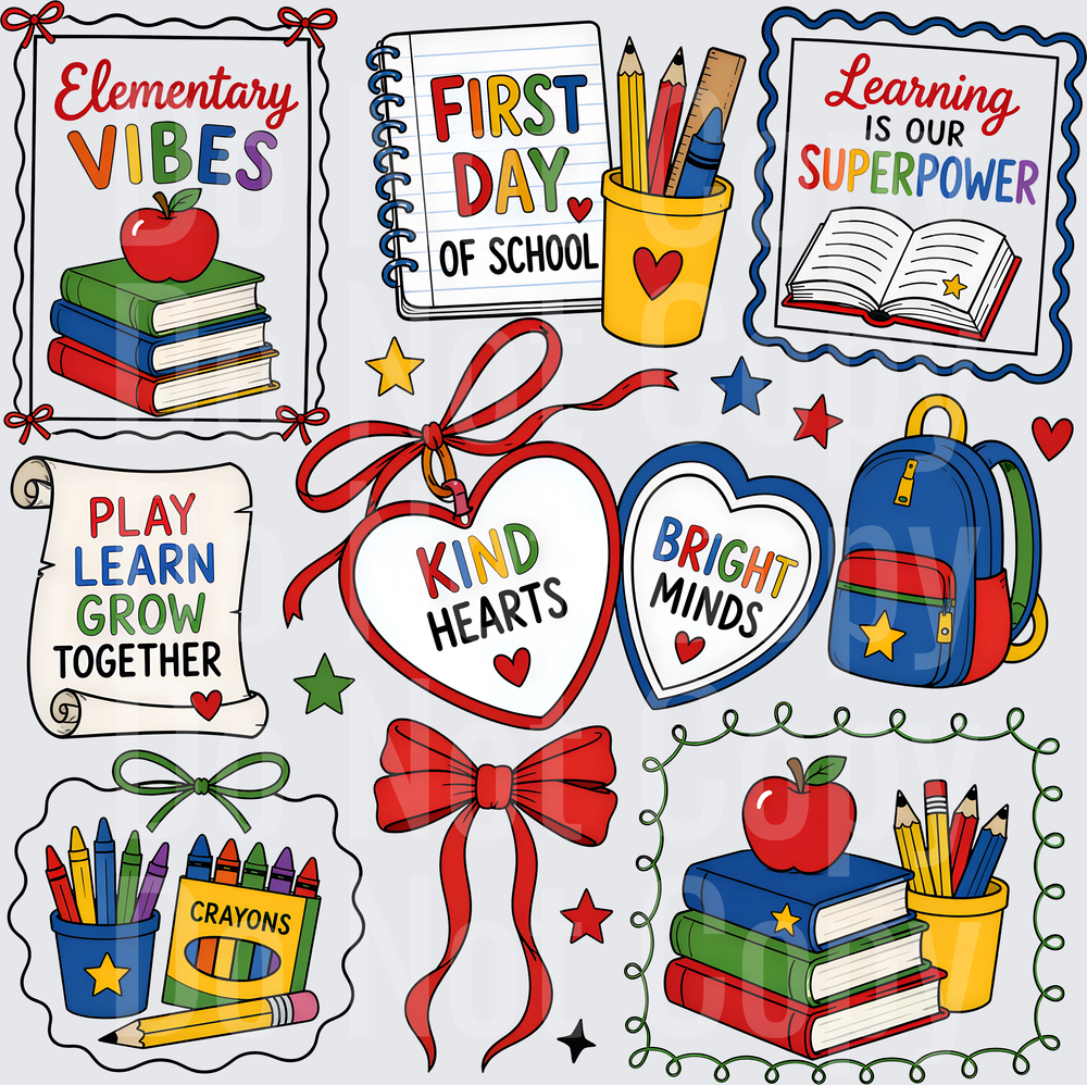 Elementary Vibes Back to School Clipart Bundle (DTF)