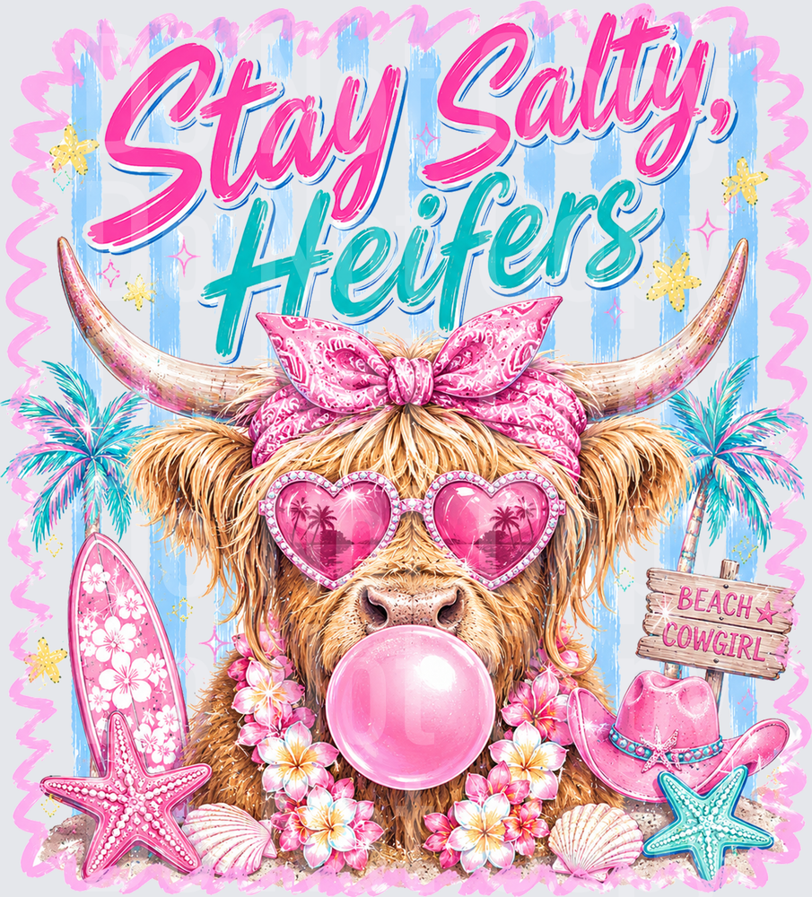 Stay Salty Heifers Beach Cowgirl Highland Cow (DTF)