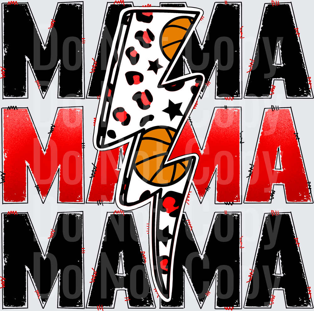 Basketball Lightning Bolt Mama Sports Mom Design - DTF