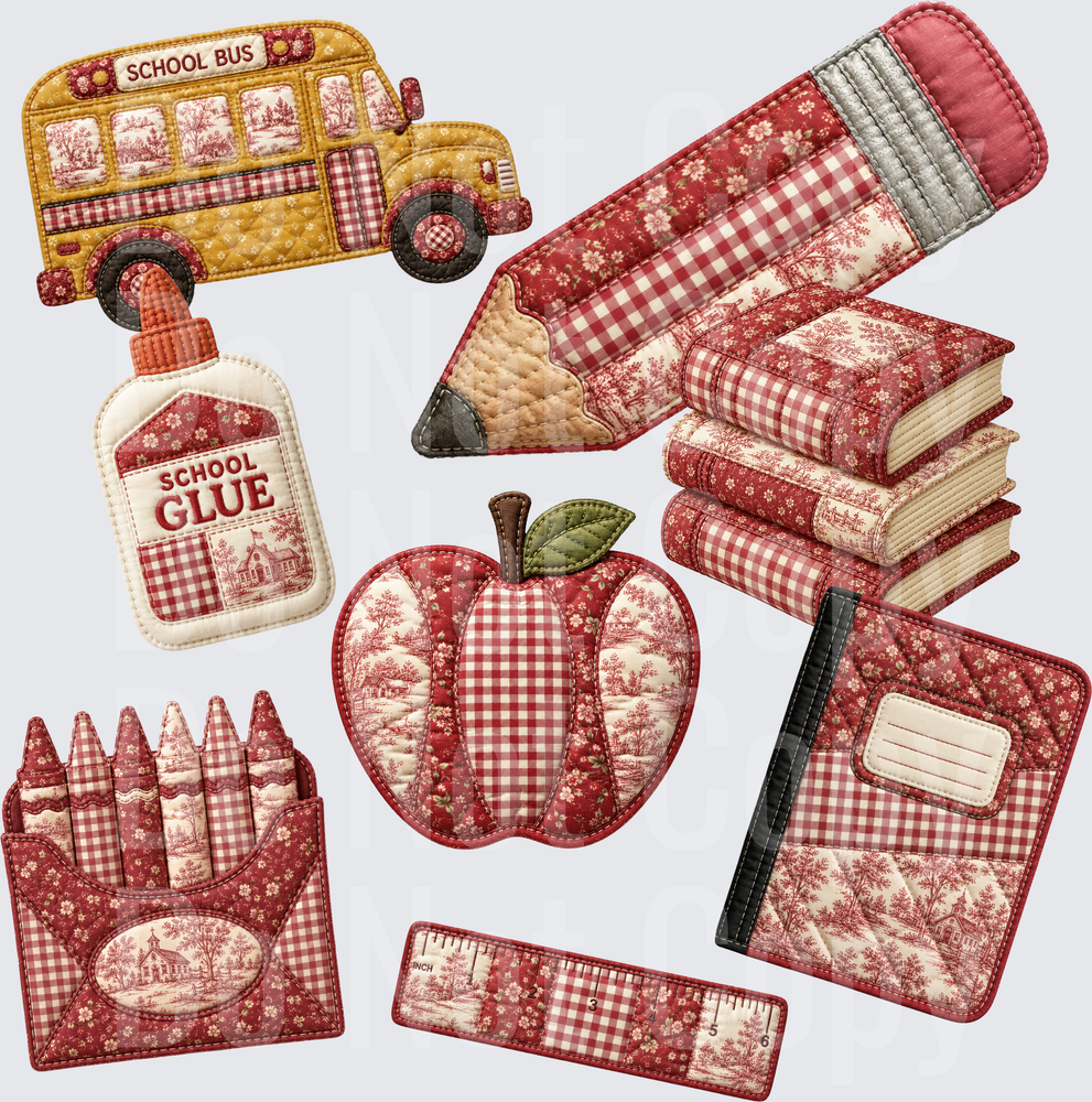 quilted red school (DTF)