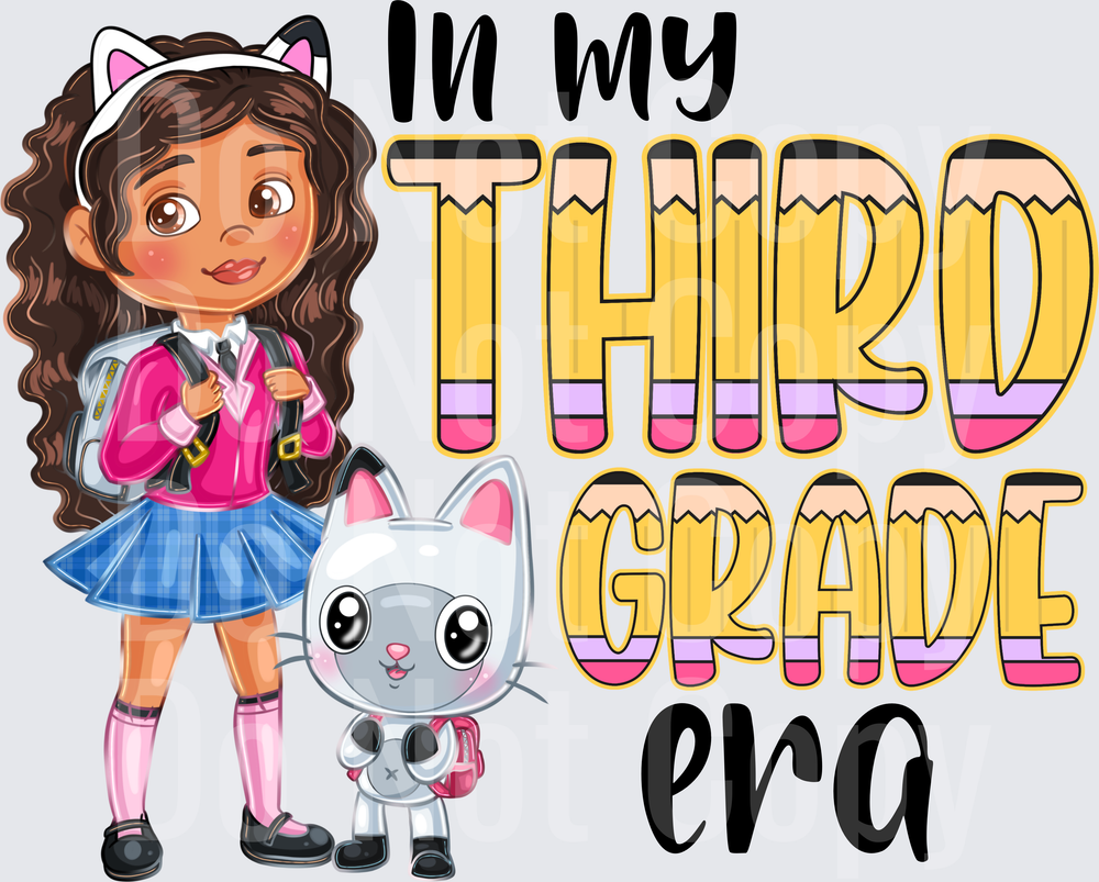 Curly Hair Girl Cat Ears Backpack Third Grade Era (DTF)