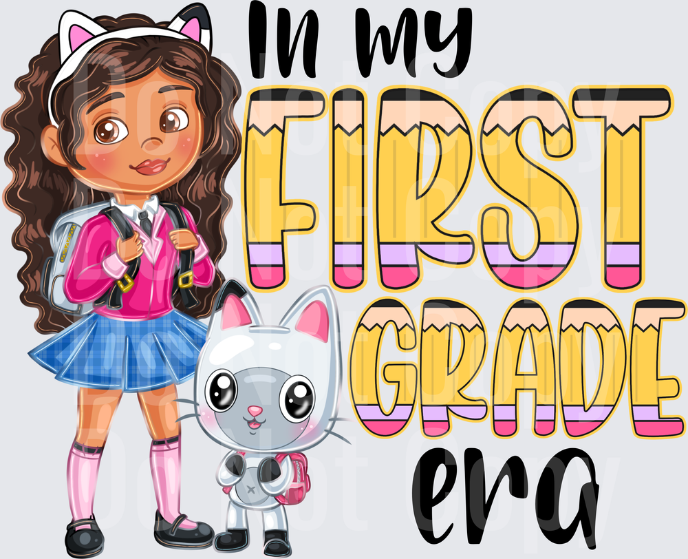 In My First Grade Era Girl With Cat Ears And Kitten (DTF)