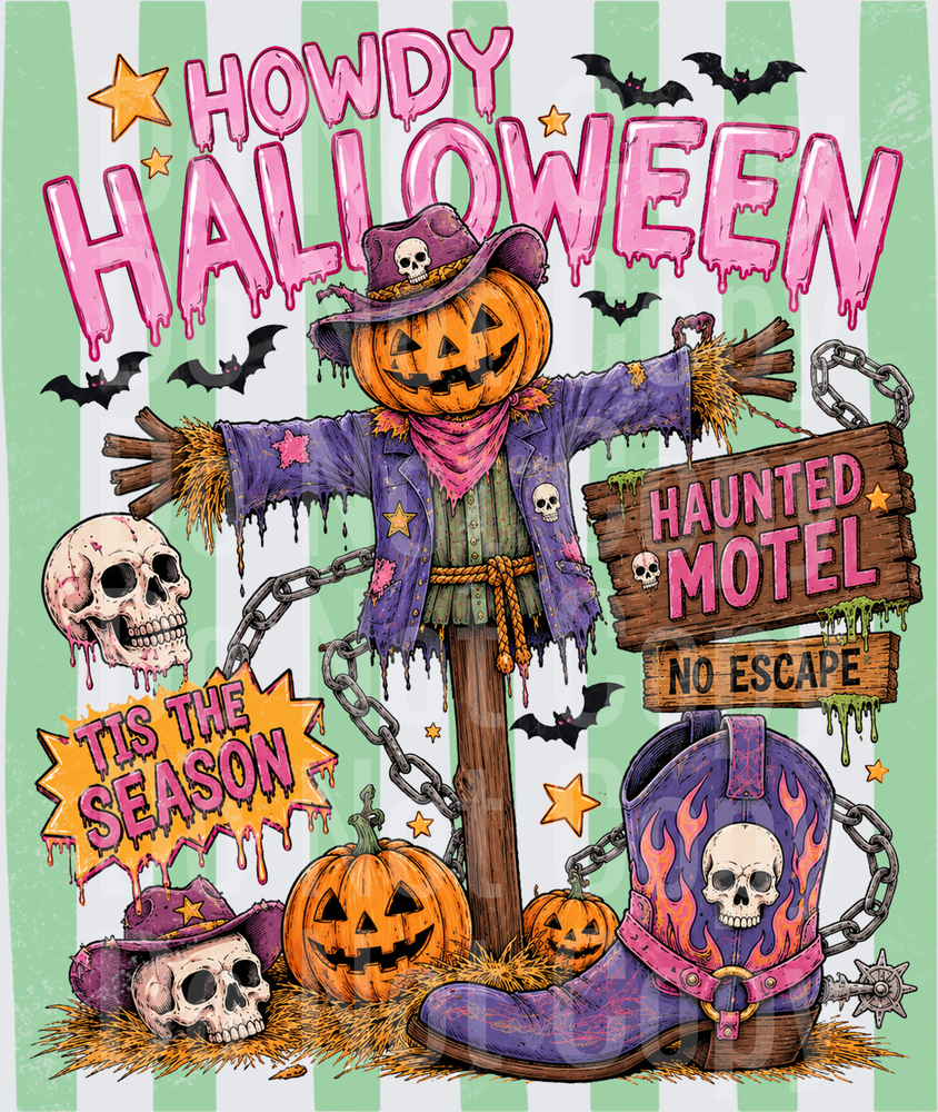 Howdy Halloween Scarecrow Haunted Motel Tis The Season (DTF)
