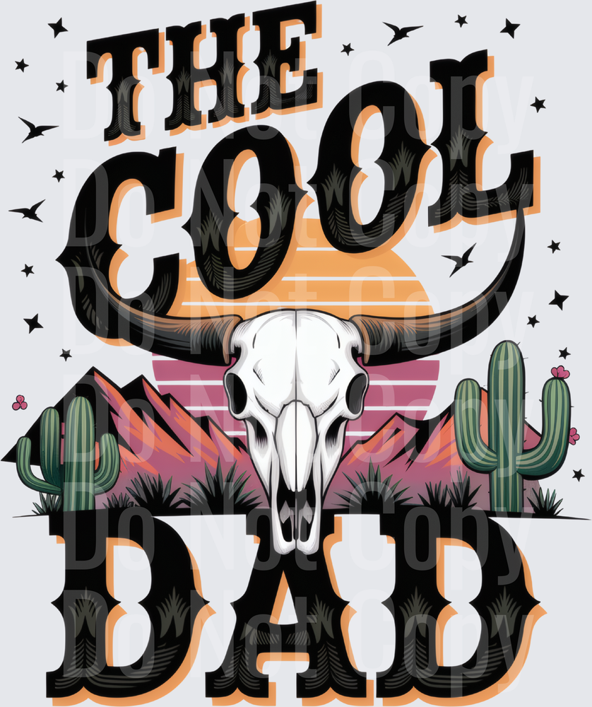 The Cool Dad Western Bull Skull Desert Sunset Design (DTF)