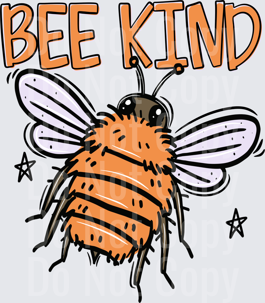 Bee Kind Cute Cartoon Bumblebee with Stars (DTF)