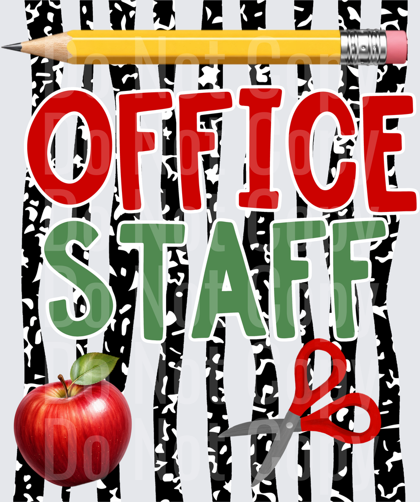 Office Staff School Pencil Apple Scissors Design (DTF)