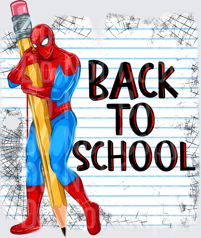 Red Blue Web Superhero Back To School Pencil (DTF)