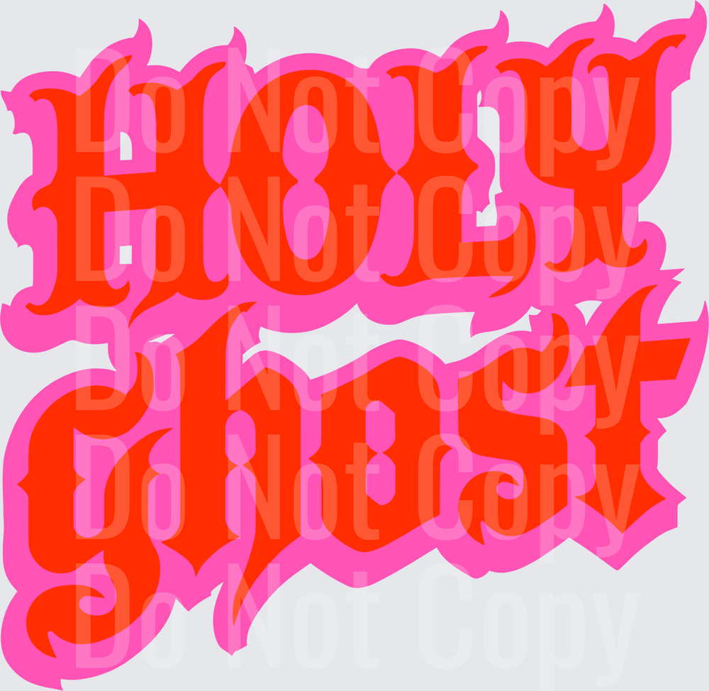 Holy Ghost Bold Gothic Flame Lettering Pink Red (DTF)