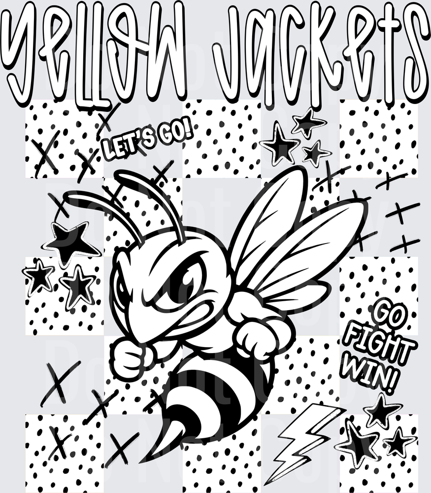 Yellow Jackets Dotties And Doodles (DTF)