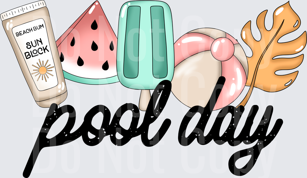Pool Day Summer Vibes with Sunscreen Watermelon Popsicle and Float (DTF)