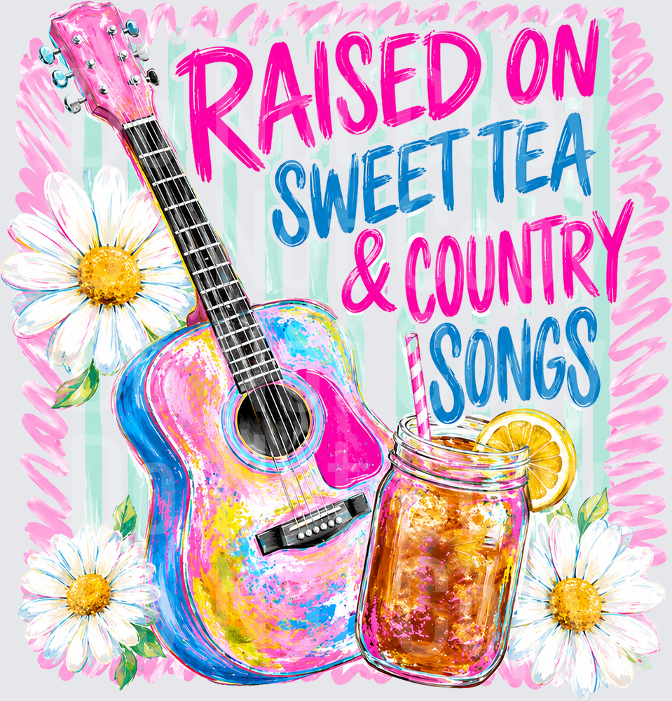 Raised On Sweet Tea & Country Songs Guitar Daisy (DTF)