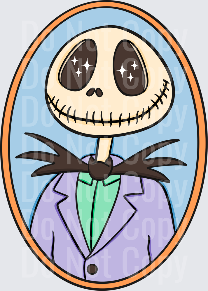 Spooky Skeleton King Oval Portrait Kawaii Style (DTF)