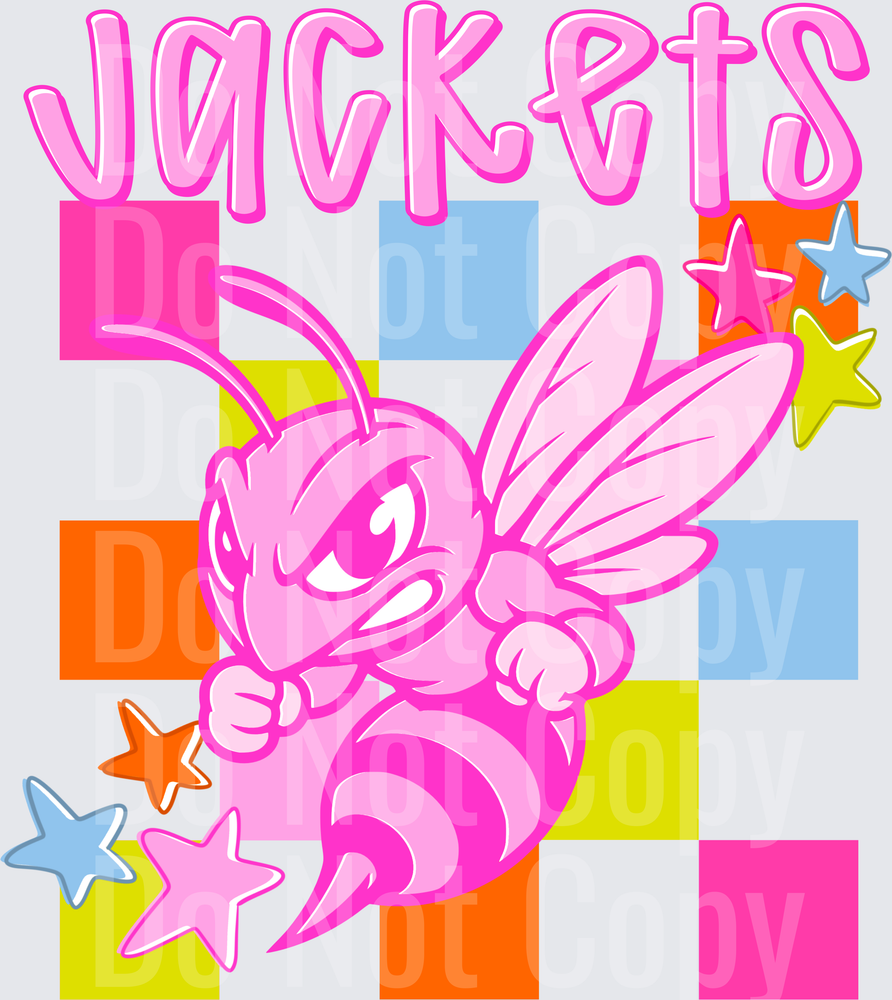 Pink Jackets with Colorful Stars and Geometric Blocks (DTF)