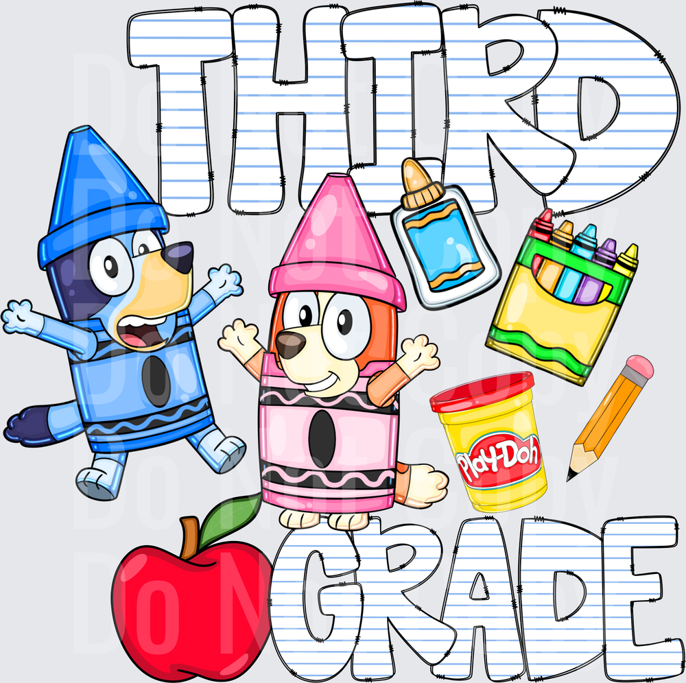 Bluey and Bingo Crayon Costumes Third Grade School (DTF)