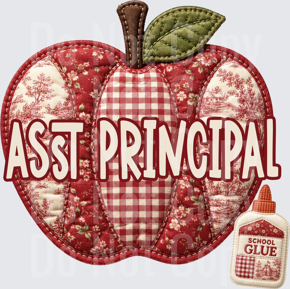 Quilted Patchwork Apple Asst Principal School Glue (DTF)