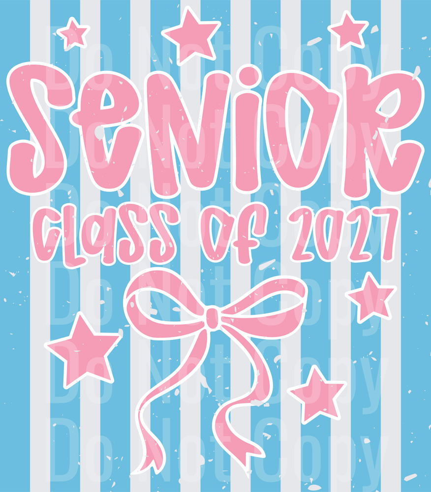 Senior Class of 2021 Pink and Blue Striped Graduation Design (DTF)