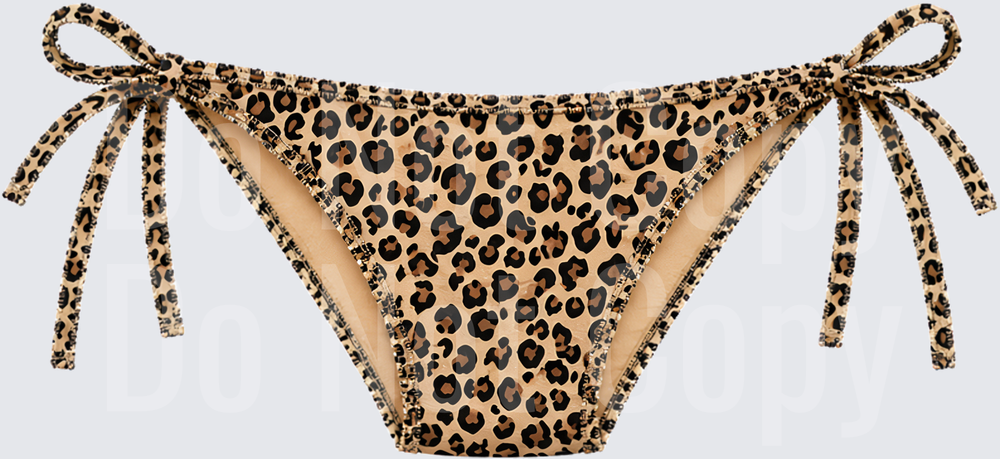 Leopard Print Bikini Bottom with Side Ties (DTF)