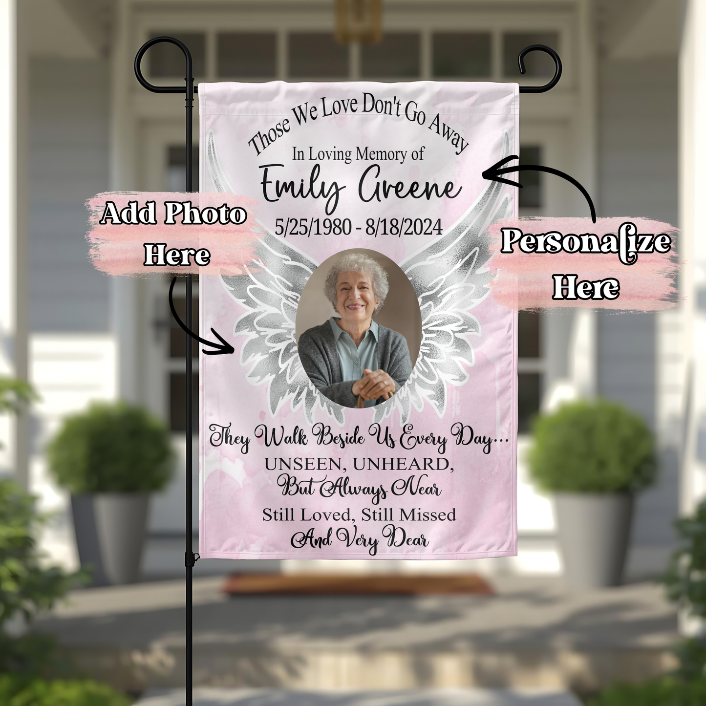 Angel Wings Memorial Flag - 12x18 Inches - ‼️Fully Customizable Transfer‼️
