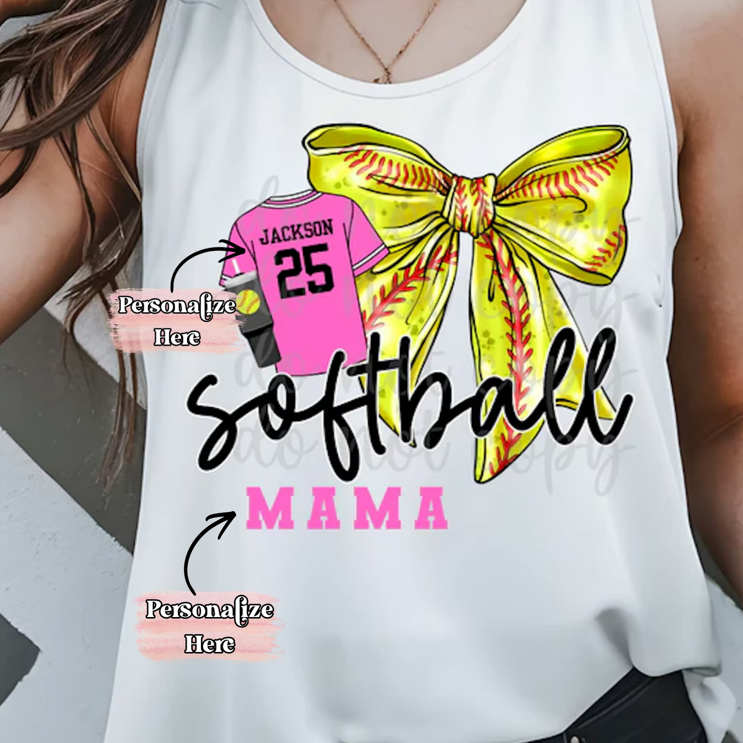 Baseball/Softball Bow & Jersey -  ‼️Fully Customizable Transfer‼️