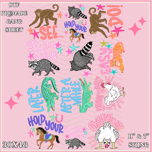 Sassy Animal Quotes - 30x48 - PREMADE GANG SHEET