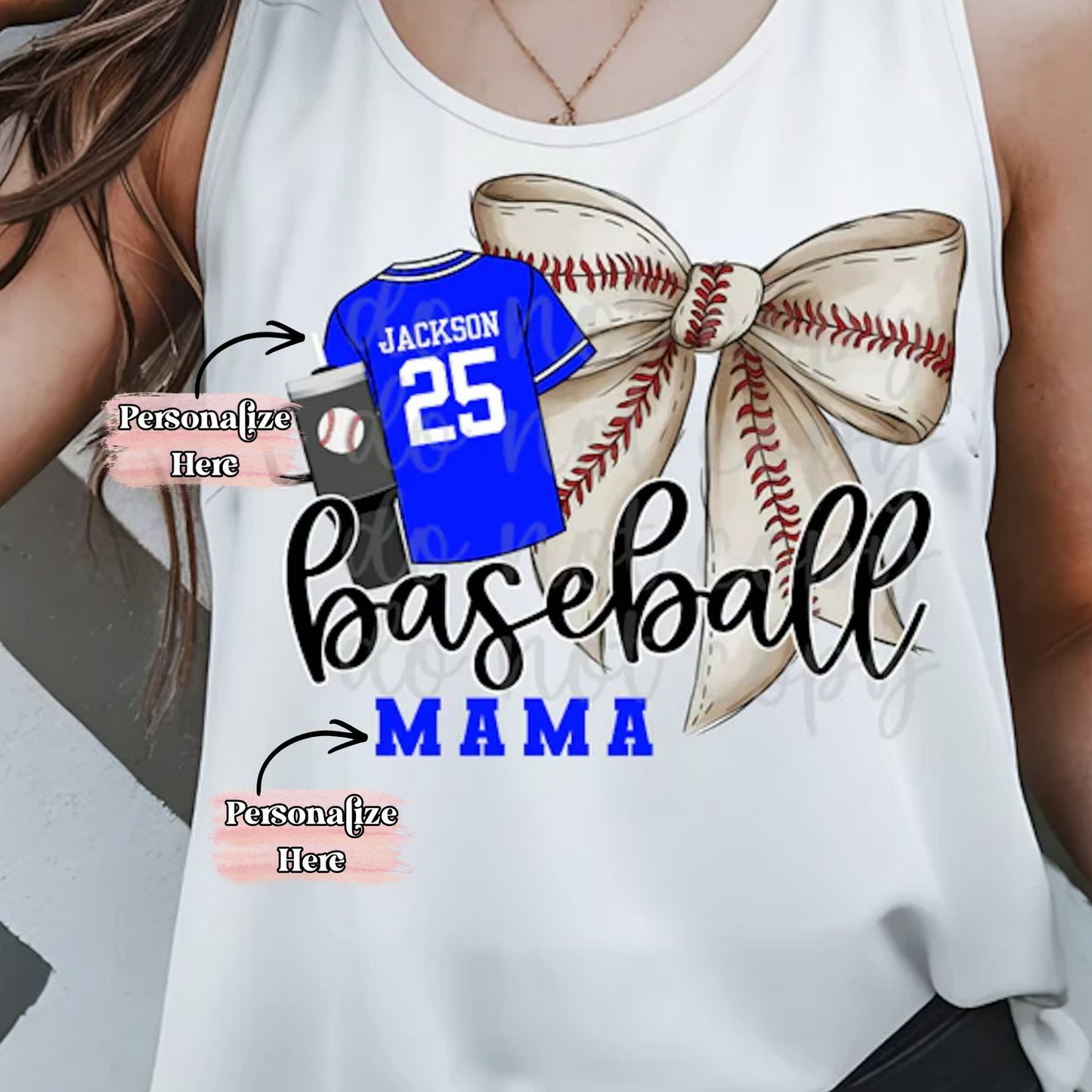 Baseball/Softball Bow & Jersey -  ‼️Fully Customizable Transfer‼️
