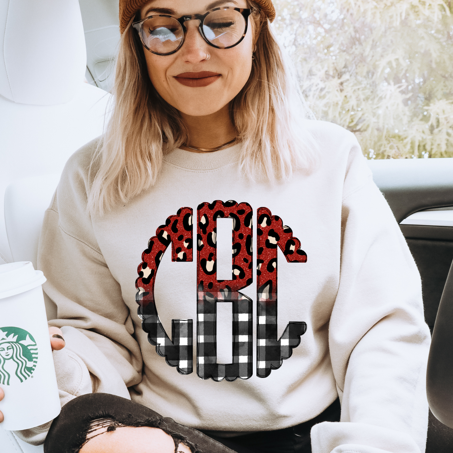 Red Leopard Plaid  - Custom Monogram Transfer