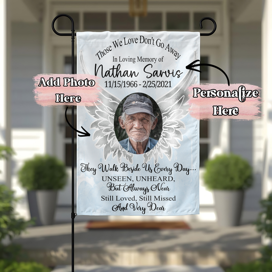 Angel Wings Memorial Flag - 12x18 Inches - ‼️Fully Customizable Transfer‼️