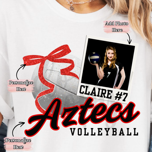 Glitter Bow & Photo Volleyball -  ‼️Fully Customizable Transfer‼️