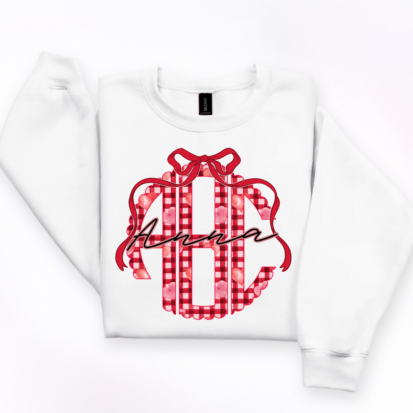 Checkered Heart Scolloped- Custom Monogram Transfer